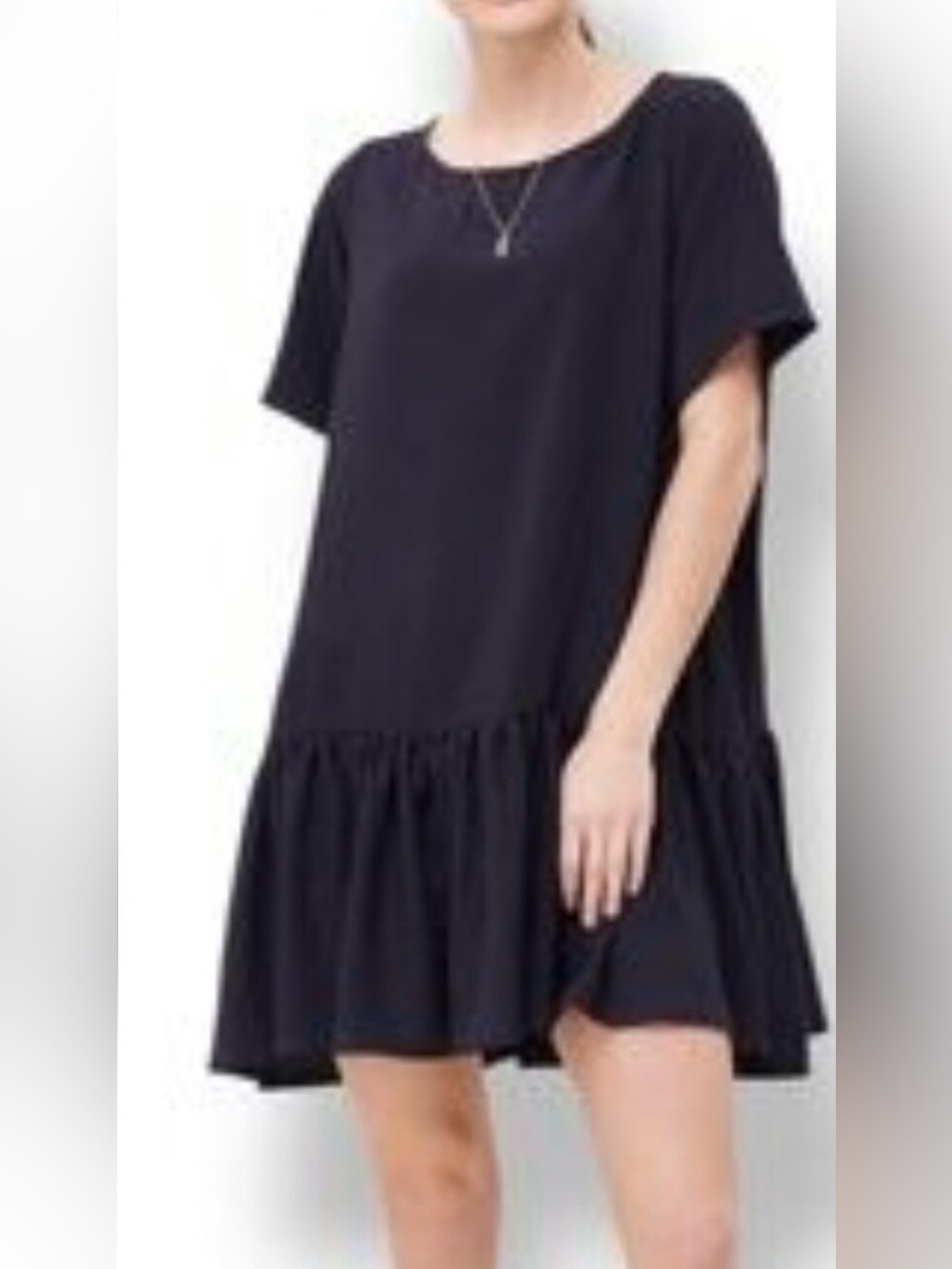 Emma Knudsen Oversized Black Mini Dress Ruffle Hem XS Made in Canada
